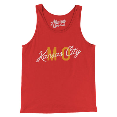 Kansas City Mo Overprinted Men/Unisex Tank Top-Red-Allegiant Goods Co. Vintage Sports Apparel