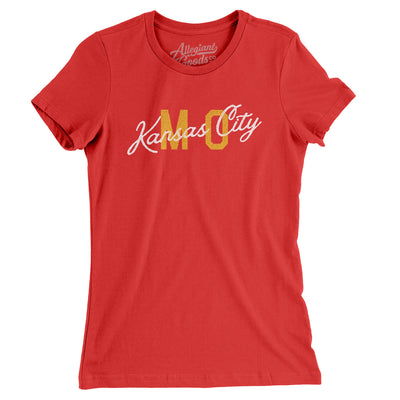 Kansas City Mo Overprinted Women's T-Shirt-Red-Allegiant Goods Co. Vintage Sports Apparel