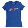 New York Ny Overprinted Women's T-Shirt-Royal-Allegiant Goods Co. Vintage Sports Apparel
