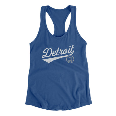 Detroit Vintage Script Women's Racerback Tank-Royal-Allegiant Goods Co. Vintage Sports Apparel