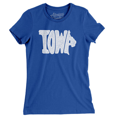 Iowa State Shape Text Women's T-Shirt-Royal-Allegiant Goods Co. Vintage Sports Apparel