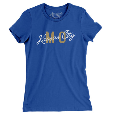 Kansas City Mo Overprinted Women's T-Shirt-Royal-Allegiant Goods Co. Vintage Sports Apparel