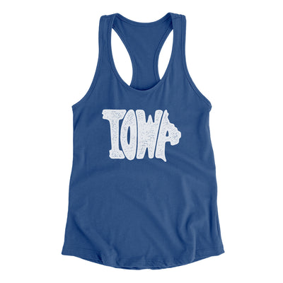 Iowa State Shape Text Women's Racerback Tank-Royal-Allegiant Goods Co. Vintage Sports Apparel