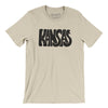 Kansas State Shape Text Men/Unisex T-Shirt-Soft Cream-Allegiant Goods Co. Vintage Sports Apparel