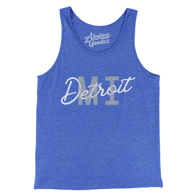 Detroit Mi Overprinted Men/Unisex Tank Top-True Royal TriBlend-Allegiant Goods Co. Vintage Sports Apparel