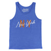 New York Ny Overprinted Men/Unisex Tank Top-True Royal TriBlend-Allegiant Goods Co. Vintage Sports Apparel