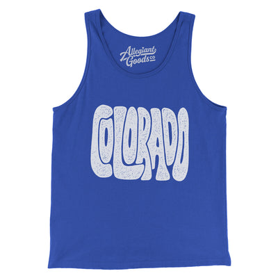 Colorado State Shape Text Men/Unisex Tank Top-True Royal-Allegiant Goods Co. Vintage Sports Apparel