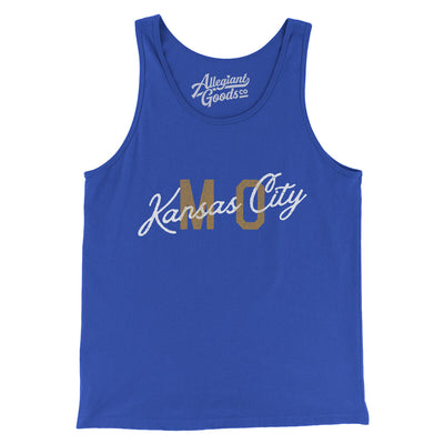 Kansas City Mo Overprinted Men/Unisex Tank Top-True Royal-Allegiant Goods Co. Vintage Sports Apparel