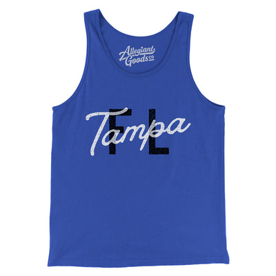 Tampa Fl Overprinted Men/Unisex Tank Top-True Royal-Allegiant Goods Co. Vintage Sports Apparel