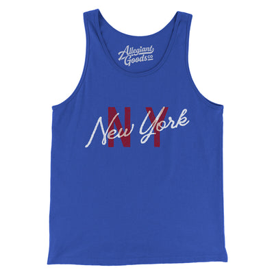 New York Ny Overprinted Men/Unisex Tank Top-True Royal-Allegiant Goods Co. Vintage Sports Apparel