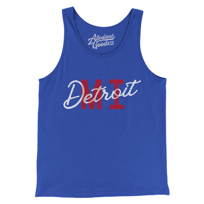 Detroit Mi Overprinted Men/Unisex Tank Top-True Royal-Allegiant Goods Co. Vintage Sports Apparel