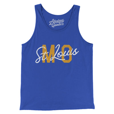 St. Louis Mo Overprinted Men/Unisex Tank Top-True Royal-Allegiant Goods Co. Vintage Sports Apparel