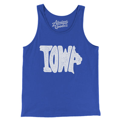 Iowa State Shape Text Men/Unisex Tank Top-True Royal-Allegiant Goods Co. Vintage Sports Apparel