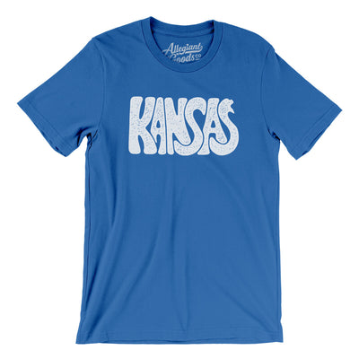 Kansas State Shape Text Men/Unisex T-Shirt-True Royal-Allegiant Goods Co. Vintage Sports Apparel