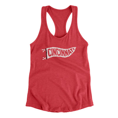 Cincinnati Pennant Women's Racerback Tank-Vintage Red-Allegiant Goods Co. Vintage Sports Apparel