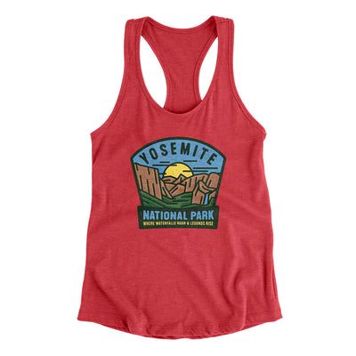 Yosemite National Park Badge Women's Racerback Tank-Vintage Red-Allegiant Goods Co. Vintage Sports Apparel
