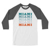 Miami Repeat Men/Unisex Raglan 3/4 Sleeve T-Shirt-White with Asphalt-Allegiant Goods Co. Vintage Sports Apparel