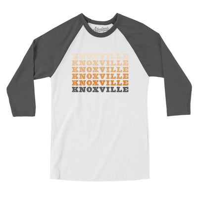 Knoxville Repeat Men/Unisex Raglan 3/4 Sleeve T-Shirt-White with Asphalt-Allegiant Goods Co. Vintage Sports Apparel