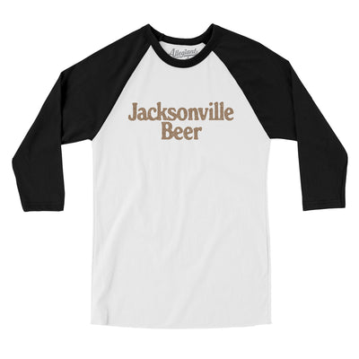 Jacksonville Beer Men/Unisex Raglan 3/4 Sleeve T-Shirt-White with Black-Allegiant Goods Co. Vintage Sports Apparel