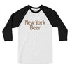 New York Beer Men/Unisex Raglan 3/4 Sleeve T-Shirt-White with Black-Allegiant Goods Co. Vintage Sports Apparel