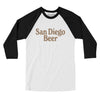 San Diego Beer Men/Unisex Raglan 3/4 Sleeve T-Shirt-White with Black-Allegiant Goods Co. Vintage Sports Apparel