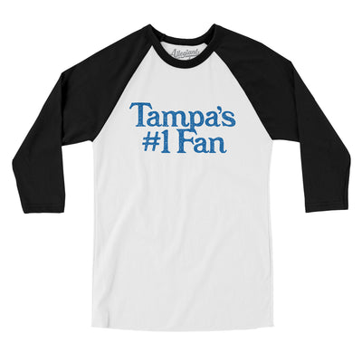 Tampa's Number 1 Fan Men/Unisex Raglan 3/4 Sleeve T-Shirt-White with Black-Allegiant Goods Co. Vintage Sports Apparel