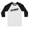 St. Pete Connect Men/Unisex Raglan 3/4 Sleeve T-Shirt-White with Black-Allegiant Goods Co. Vintage Sports Apparel