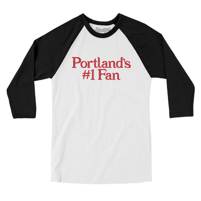 Portland's Number 1 Fan Men/Unisex Raglan 3/4 Sleeve T-Shirt-White with Black-Allegiant Goods Co. Vintage Sports Apparel