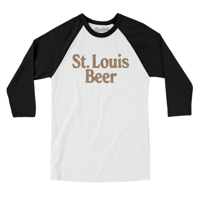 St. Louis Beer Men/Unisex Raglan 3/4 Sleeve T-Shirt-White with Black-Allegiant Goods Co. Vintage Sports Apparel