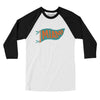 Miami Pennant Men/Unisex Raglan 3/4 Sleeve T-Shirt-White with Black-Allegiant Goods Co. Vintage Sports Apparel