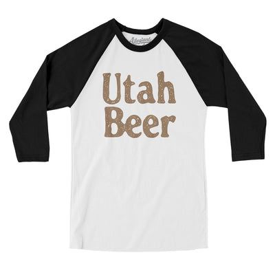 Utah Beer Men/Unisex Raglan 3/4 Sleeve T-Shirt-White with Black-Allegiant Goods Co. Vintage Sports Apparel