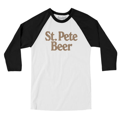 St. Pete Beer Men/Unisex Raglan 3/4 Sleeve T-Shirt-White with Black-Allegiant Goods Co. Vintage Sports Apparel