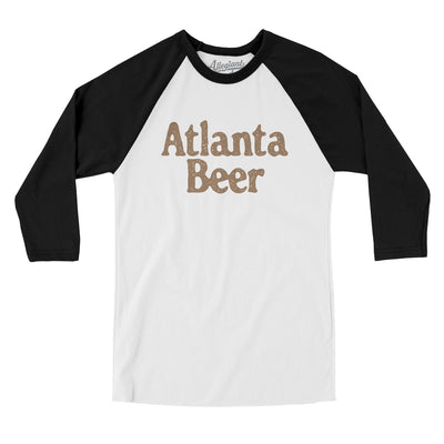 Atlanta Beer Men/Unisex Raglan 3/4 Sleeve T-Shirt-White with Black-Allegiant Goods Co. Vintage Sports Apparel