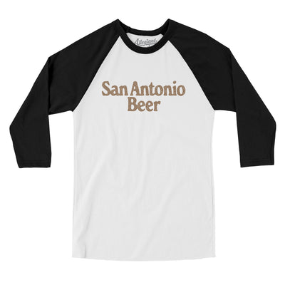 San Antonio Beer Men/Unisex Raglan 3/4 Sleeve T-Shirt-White with Black-Allegiant Goods Co. Vintage Sports Apparel