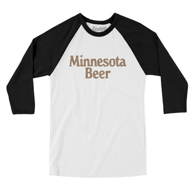 Minnesota Beer Men/Unisex Raglan 3/4 Sleeve T-Shirt-White with Black-Allegiant Goods Co. Vintage Sports Apparel