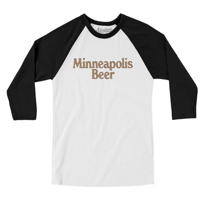 Minneapolis Beer Men/Unisex Raglan 3/4 Sleeve T-Shirt-White with Black-Allegiant Goods Co. Vintage Sports Apparel