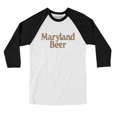 Maryland Beer Men/Unisex Raglan 3/4 Sleeve T-Shirt-White with Black-Allegiant Goods Co. Vintage Sports Apparel