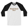 Rhode Island Beer Men/Unisex Raglan 3/4 Sleeve T-Shirt-White with Black-Allegiant Goods Co. Vintage Sports Apparel