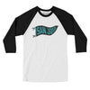 San Jose Pennant Men/Unisex Raglan 3/4 Sleeve T-Shirt-White with Black-Allegiant Goods Co. Vintage Sports Apparel