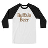 Buffalo Beer Men/Unisex Raglan 3/4 Sleeve T-Shirt-White with Black-Allegiant Goods Co. Vintage Sports Apparel