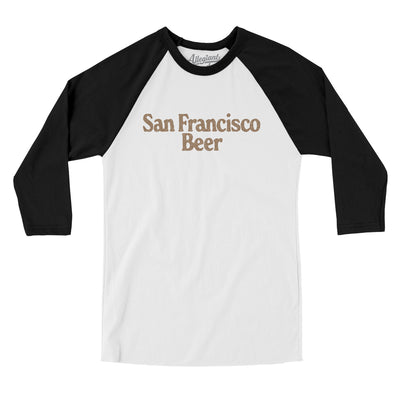 San Francisco Beer Men/Unisex Raglan 3/4 Sleeve T-Shirt-White with Black-Allegiant Goods Co. Vintage Sports Apparel