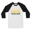 Oakland Repeat Men/Unisex Raglan 3/4 Sleeve T-Shirt-White with Black-Allegiant Goods Co. Vintage Sports Apparel