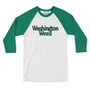 Washington Weed Men/Unisex Raglan 3/4 Sleeve T-Shirt-White with Kelly-Allegiant Goods Co. Vintage Sports Apparel