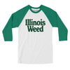 Illinois Weed Men/Unisex Raglan 3/4 Sleeve T-Shirt-White with Kelly-Allegiant Goods Co. Vintage Sports Apparel