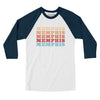 Memphis Repeat Men/Unisex Raglan 3/4 Sleeve T-Shirt-White with Navy-Allegiant Goods Co. Vintage Sports Apparel