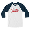 Florida Pennant Men/Unisex Raglan 3/4 Sleeve T-Shirt-White with Navy-Allegiant Goods Co. Vintage Sports Apparel