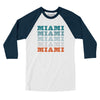 Miami Repeat Men/Unisex Raglan 3/4 Sleeve T-Shirt-White with Navy-Allegiant Goods Co. Vintage Sports Apparel