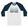 New York Repeat Men/Unisex Raglan 3/4 Sleeve T-Shirt-White with Navy-Allegiant Goods Co. Vintage Sports Apparel