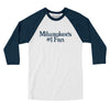 Milwaukee's Number 1 Fan Men/Unisex Raglan 3/4 Sleeve T-Shirt-White with Navy-Allegiant Goods Co. Vintage Sports Apparel