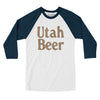 Utah Beer Men/Unisex Raglan 3/4 Sleeve T-Shirt-White with Navy-Allegiant Goods Co. Vintage Sports Apparel